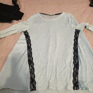 DEMOCRACY mixed material tunic with lace trim